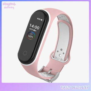 elegantstunning Double Color Round Holes Watch Band with Buckle Wrist Strap Replacement WristBand for XIAOMI MI Band 4