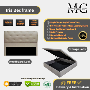 Mattress Concept Iris Storage Bedframe Pet Friendly Fabric/FauxLeather/Fabric All Size Available