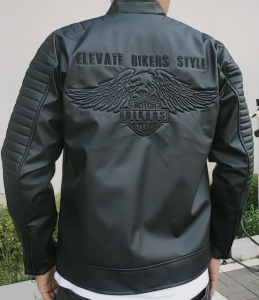 Foratjin - Jaket Semi Kulit Elevate Bikers Bordir belakang