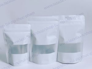 Túi zip màu trắng sữa có cửa sổ - Túi zip đựng thực phẩm - Túi đựng bánh kẹo - Túi Zipper đáy đứng