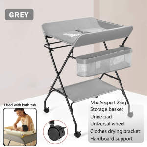 Foldable Baby Changing Station  Wheels & Waterproof Mat | Portable Diaper Table for Nursery Travel | Newborn to Toddler