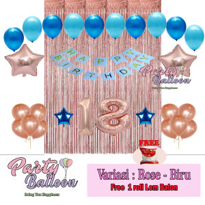 Partybaloon Paket Happy Birthday Lengkap Cewek Dewasa Anak Murah Dekor Balon Ulang Tahun Ultah Tema Rosegold