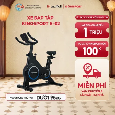 Miễn phí lắp đặt | Xe đạp tập KINGSPORT Enjoy E-02 bánh đà 6kg kháng lực từ tính êm ái tích hợp đồng hồ đo lường chỉ số