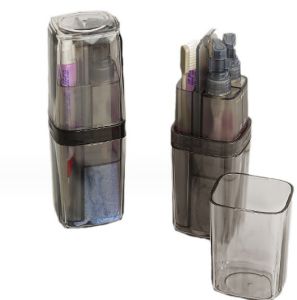 6-piece portable travel bathroom set with toothbrush and toothpaste holder mouthwash cup set