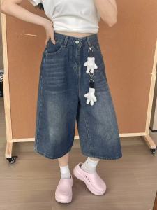 Petorldog 2024 New Over Knee Jeans Straight Jeans for man Cropped Denim Shorts Wide-Leg Pants baggy jeans
