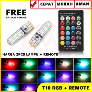 SEPASANG!!! LAMPU SENJA SERI KOTA T10 12V RGB 6LED REMOT MOTOR MOBIL