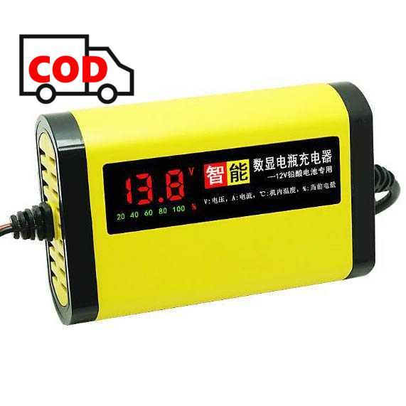 Charger Baterai Aki Mobil Motor 12V 2A LCD Display Indicator | Alat Cas