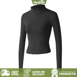 [VSC] Women Zip-Up Running Jacket Quick-Drying Sun Protection Sport Coat Breathble Stretchy Running Shirt for Camping Hiking Running