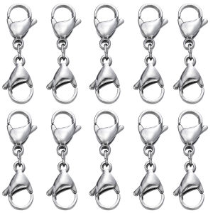 5/10Pcs Stainless Steel Double Lobster Clasp Hooks Chain Closure Accessories Connector for DIY Bracelet Necklace Jewelry Making