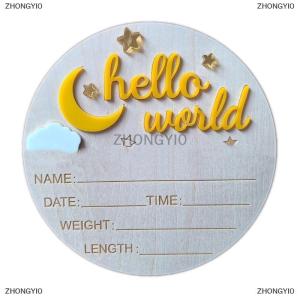 [COD] ZHONGYI0 Gỗ Chào Thế Giới dấu hiệu sơ sinh bảng thông báo sinh Dễ thương