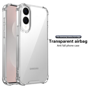 Four-Corners Shockproof Casing For For Samsung Galaxy S25 Edge S24 Plus Ultra FE S25Ultra S24Ultra 5G Transparent Phone Case Soft TPU+PC Drop Protection Clear Hard Back Cover