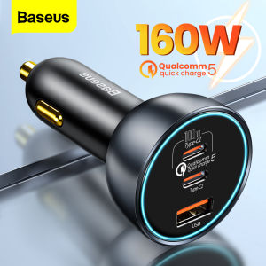 Baseus Bộ sạc ô tô 160W Sạc nhanh QC5.0 PD3.0 3 cổng Bộ sạc nhanh trên ô tô cho iPhone13 12 MacBook2021 XiaomiOppoVivoMáy tính xách tay Galaxy S21 iPad Pro