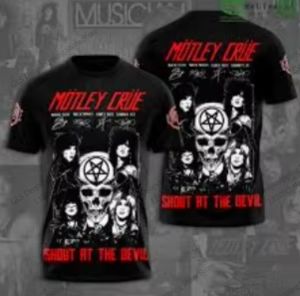 New Motley Crue Rock Band Tour 3d Print T-shirt Men Women Fashion Large Size Hip Hop Tops Tees Short Sleeve Casual Mens Clothing