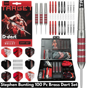 Target Steel Tip Dart Value Pack - 22G Stephen Bunting 100 Pc Brass Dart Set with Accessory and Darts Case