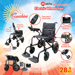 Mobilis VH120 Foldable Electric Wheelchair | Lightweight Motorised Wheelchair | Joystick Control | Lead-Acid Battery