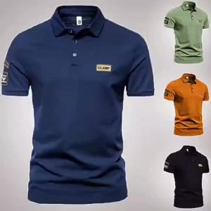 แบรนด์แฟชั่นคุณพ่อคุณภาพสูงสำหรับการค้าต่างประเทศ สัมผัสพรีเมียม ฤดูร้อน ไม่ต้องรีด ปักลายสำหรับผู้ชาย polo เสื้อแขนสั้น