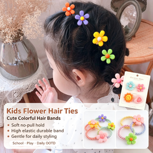 AILEBE Kids Hair Ties High Elastic Colorful Ponytail Hair Bands Soft Gentle No Pull Damage Durable Rubber Hair Rope Korean Fashion Hair Accessories For Baby Girls Children Perfect For Daily School Play