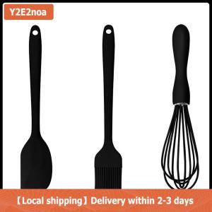 【Local shipping】 3 cái bộ Silicone Baking Set bánh kem thìa scraper bếp hộ gia đình trứng Whisk thịt nướng dầu bàn chải tiện ích nhà bếp Nguồn cung cấp