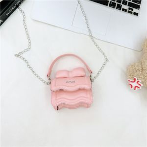 STMEN Chain Mini Bow Crossbody Bag PU Leather Solid Color Sweet Shoulder Bag Classic Coin Purse Children Handbag Children