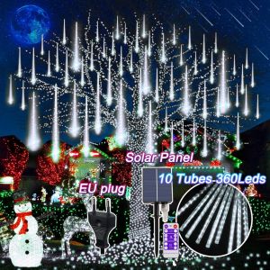 Solar hari raya Lights 50cm Meteor Shower Rain Lights Solar Fairy Lights 10Tube 360Leds for hari raya decoration