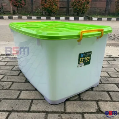 Container Box Jumbo 150 Liter Dengan Roda Storage Multifungsi untuk penyimpanan barang/Mainan/pakaian Kotak Serbaguna Kuat dan Awet Ezy 130 95 L