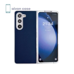 Slim and Thin Carbon Fiber Case For Samsung Galaxy Z Fold 4 / Z Fold 5 / Z Fold 6 1500D Aramid Fiber Cover Supports Wireless Charging EC-220