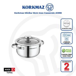 Korkmaz Minika Stainless Steel Pot - 12x6.5cm Induction Compatible Made in Turkey