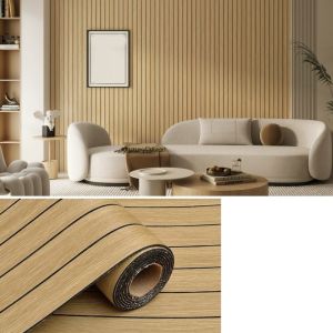 MUKANG PVC Imitation Wood  Wallpaper Peel and Stick Self-Adhesive Artificial Grille Wall Sticker Multi-functional DIY Wall Panel Stickers for Ceiling