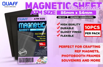 QUAFF Magnetic Sheet with Adhesive ATM Size for DIY Ref Magnet (10pcs) (86 by 54mm)