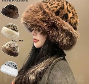 Mũ Lông Da Beo Thời Trang Nữ Giữ Ấm Mùa Đông Chống Gió Lót Lông Dày Mềm Mại Phong Cách Sang Trọng Cao Cấp Cho Mọi Người