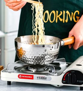 Japanese Yukihira Pot 304 Stainless Steel Non-Stick Snow Flake Fry Pan Milk Porridge Cooking Noodle Soup Hotpot Cooker