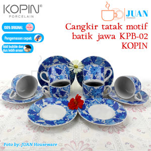 KOPIN Cangkir set keramik motif batik jawa / Cangkir teh / Cangkir kopi / Tea cup and saucer KPB-02