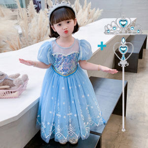 MQTZ Girls Elsa Dresses Costume Clothes Kid Cosplay Princess Snow Queen Vestido Children Birthday Party Dress BX1671