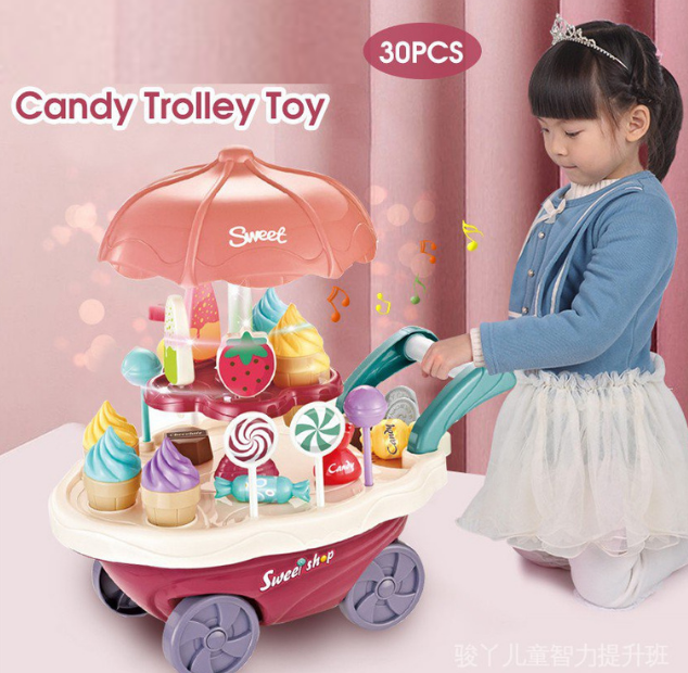 Toys Ice Cream Kitchen Playset Candy Cart Kids Education Pretend