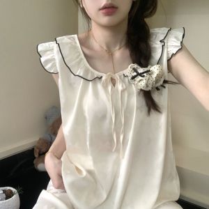 Pure Desire Sweet Ice Silk Pijama Summer Womens New Butterfly Print Little Flying Sleeve Shorts Pyjamas Princess Style Home Wear Sleeping Set