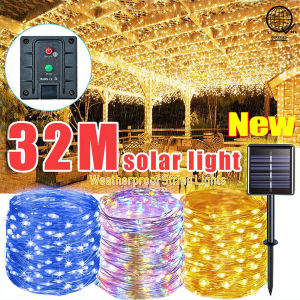 🔥READY STOCK🔥 Lampu Solar Solar Light Outdoor Hari Raya Solar Fairy String Lights 22M/32M8 Modes LED Copper Wire Waterproof Garden Party Decoration