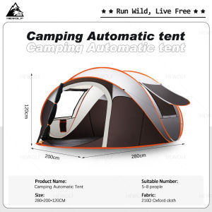 Hewolf 5-8 People Fully Automatic Outdoor Camping Tent Windproof Waterproof Pop Up Family