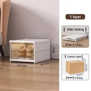 One Layers Transparent Foldable Shoe Rack Cabinet Storage Organizer Box Shelf Installation-Free