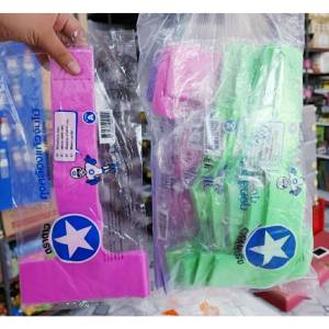 สายเดี่ยว ถุงคล้องแก้ว จัมโบ้ หิ้วแก้วโอ่ง 32 ออนซ์ สีขาวขุ่น - คละสี คุณภาพดี ตราดาว ยกหิ้ว 10 แพค