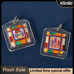 [Kliniki] Tibetan Tangka Green Tara Buddhism Keychains Small Pendants Pocket Fengshui Key Chain Decoration