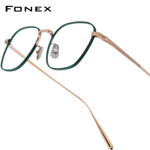FONEX Pure Titanium Glasses Frame Men 2023 New Women Retro Trendy Design Square Eyeglasses Myopia Optical Eyewear N-015R