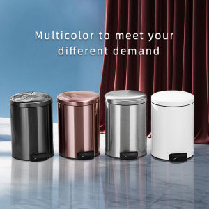 Big Sale Stainless Steel Pedal Trash Bin Dustbin Round for Office Kithen Bedroom Toliet 5-12L Home Decoration