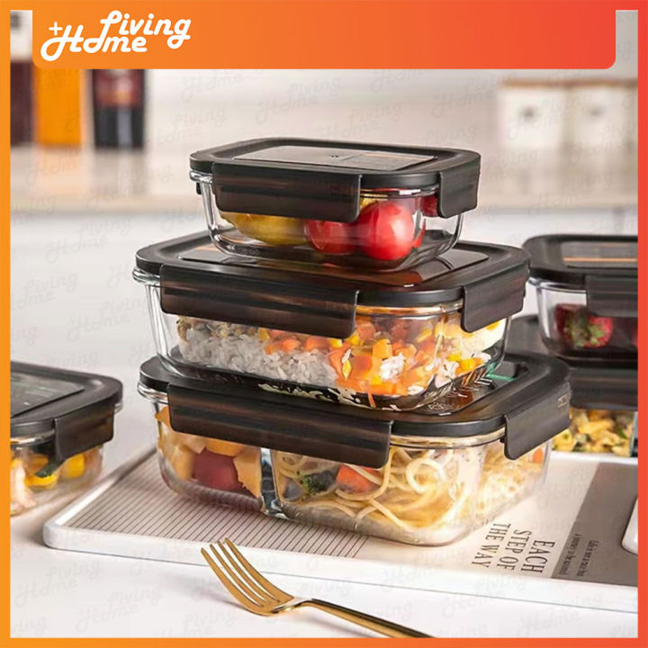 Airtight Lid Glass Food Storage Container Microwavable Borosilicate ...