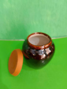 Set 3 lu bia có nắp đậy men nâu