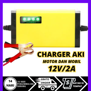 Charger Aki 12V/2A Motor Mobil EU plug LED Basah Kering MF Gel Lithium Charger Aki Portable 12v 12a Charger Aki Portable 2A/12V 2A 12v Bakrie Top Seller