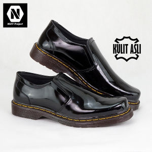 NEFF / Sepatu kasual formal pria docmart kulit lak mengkilat sol transparan / Slip-on loafer TFC 412