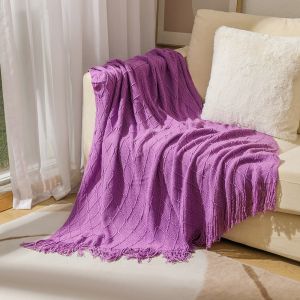 Diamond Knitted Sofa Throws BlanketsTassel Thin Office Air Conditioning Nap Blanket Home Bedside Decorative Blanket