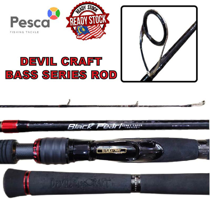 PESCA - DEVIL CRAFT Black Pearl Spinning Rod Length 6'4", 7'  Feet Heavy Cover Action Bass Series Fishing Rod Bass Rod Joran Pancing  Joran Mancing Ready Stock