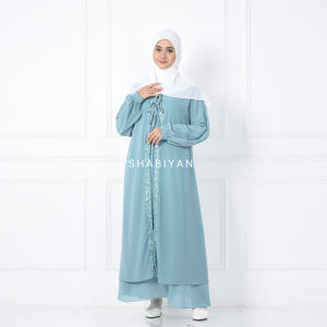 Gamis Bordir Floral Ceruty Putih Polos SHABIYAN | Dara
