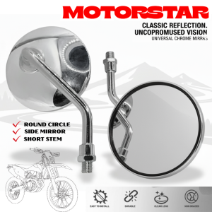 MOTORSTAR MSX 125 II Mirror Stainless ROUND TYPE SHORT STEM UNIVERSAL ASAAD MOTO
